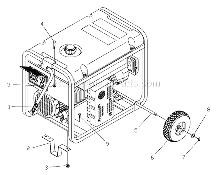 Page D Diagram and Parts List for 030238-0  Briggs and Stratton Generator